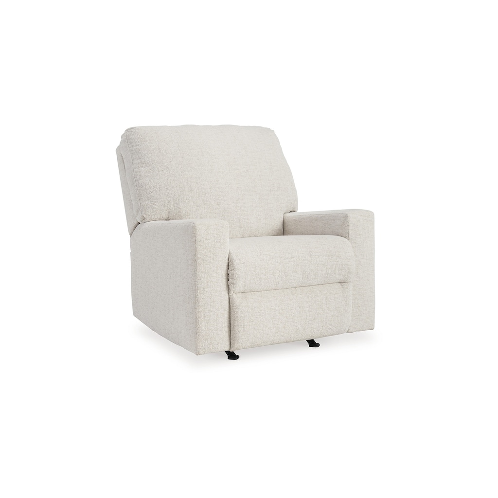Anise Manual Rocker Recliner Chair, Pull Tab, Snow White Polyester
