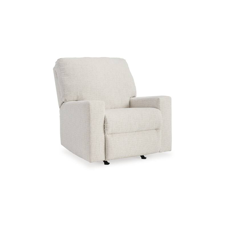 Anise Manual Rocker Recliner Chair, Pull Tab, Snow White Polyester