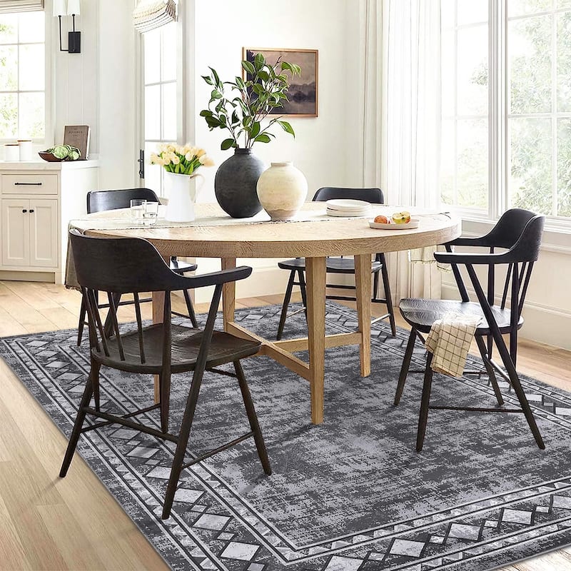 Garvee Machine Washable Rug Modern Bordered Area Rugs