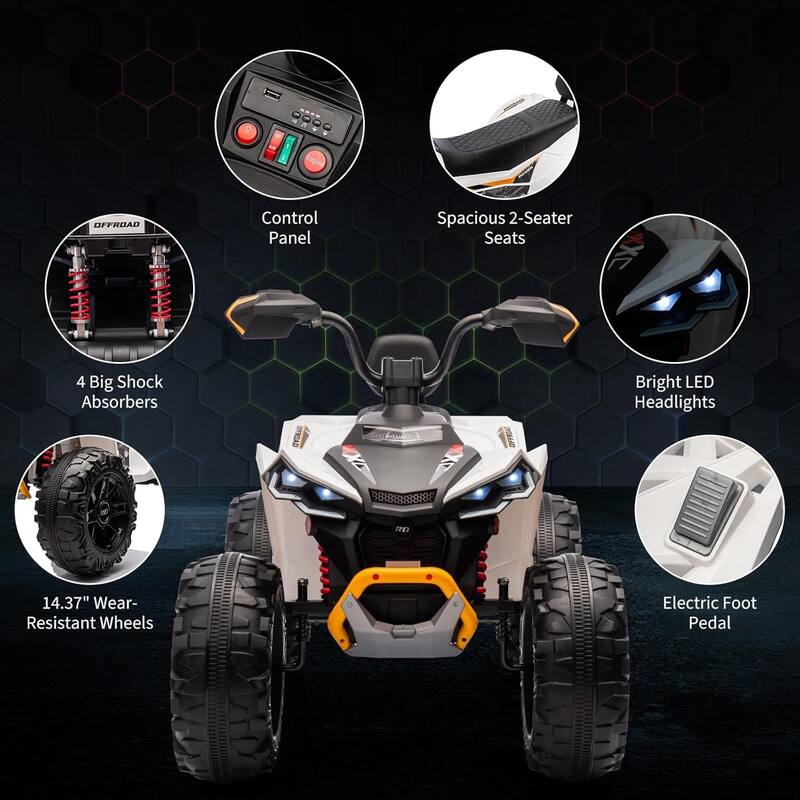 2-Seater Kids Ride-On ATV, 24V Electric Quad 4 Wheeler with 800W Motors