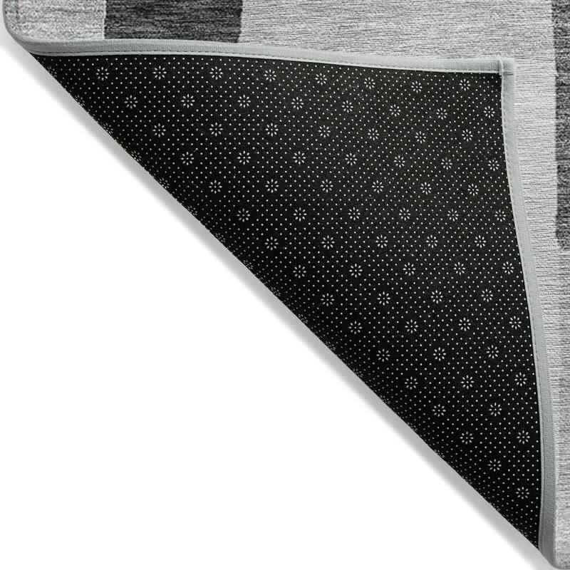 Machine Washable Indoor/ Outdoor Contempoary Blocks Chantille Rug