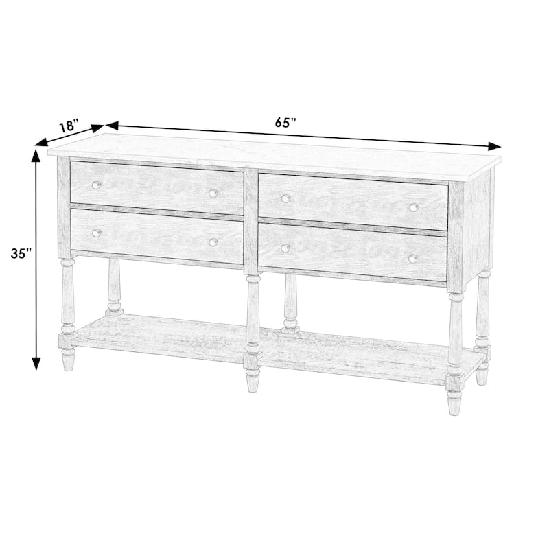 Danielle Genuine Marble 4-Drawer Sideboard