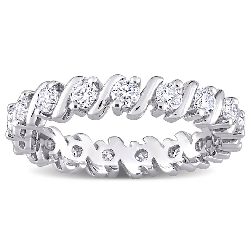 Miadora 1ct DEW Moissanite Full-Eternity Band in Sterling Silver