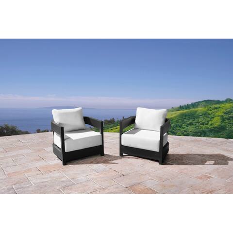 Abbyson Outdoor Santorini Aluminum Chair with Sunbrella Cushion (Set of 2)