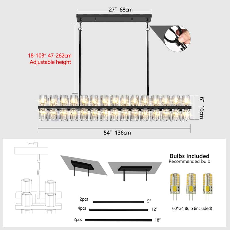 Rectangular Luxurious Crystal Chandelier