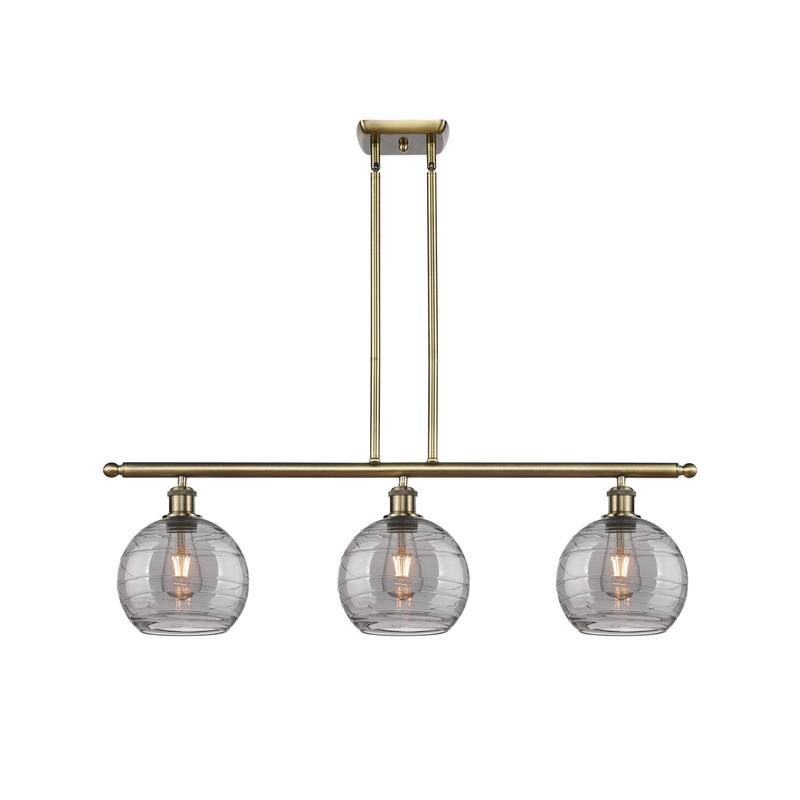 Innovations Lighting 516-3I 10 36 Athens Deco Swirl Chandelier Athens - Antique Brass / Light Smoke Deco Swirl