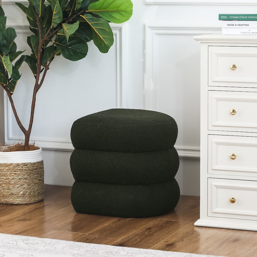 Adeco Boucle Ottoman Upholstered Footrest