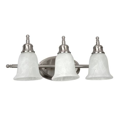 AFX Tea Cup Satin Nickel 3-Light Vanity with White Alabaster Glass
