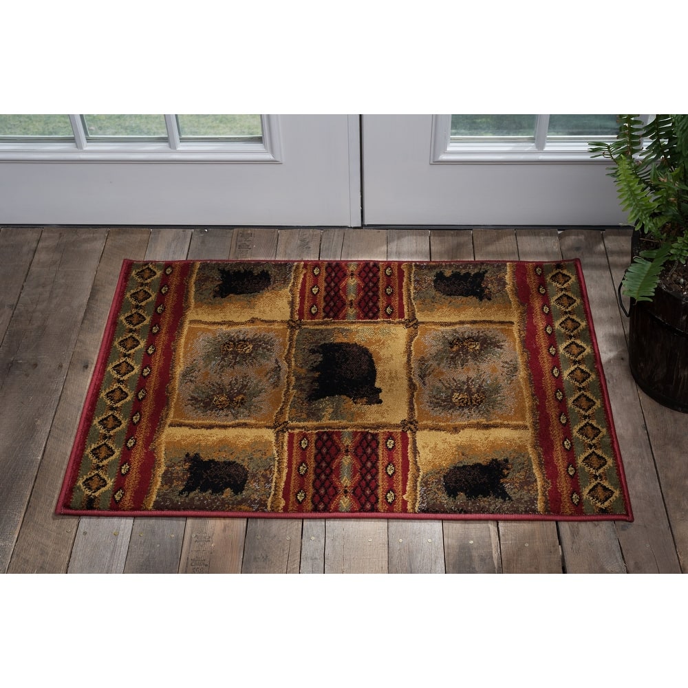 Natural Lodge Novelty Graphic Indoor Area Rug