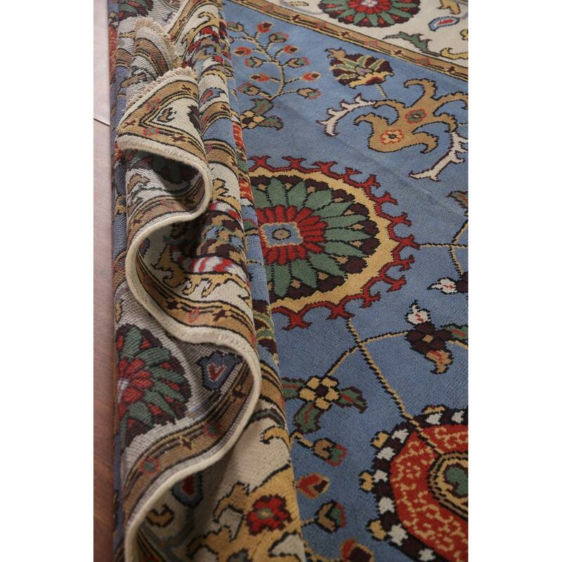 Blue Paisley Kazak Oriental Area Rug Wool Carpet - 7'10"x 10'2"