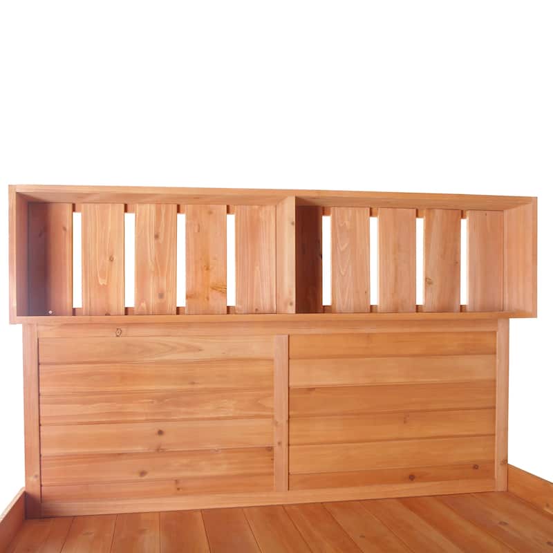 TOPMAX Solid Wood Farmhouse Outdoor Potting Bench with Storage and Side Hook