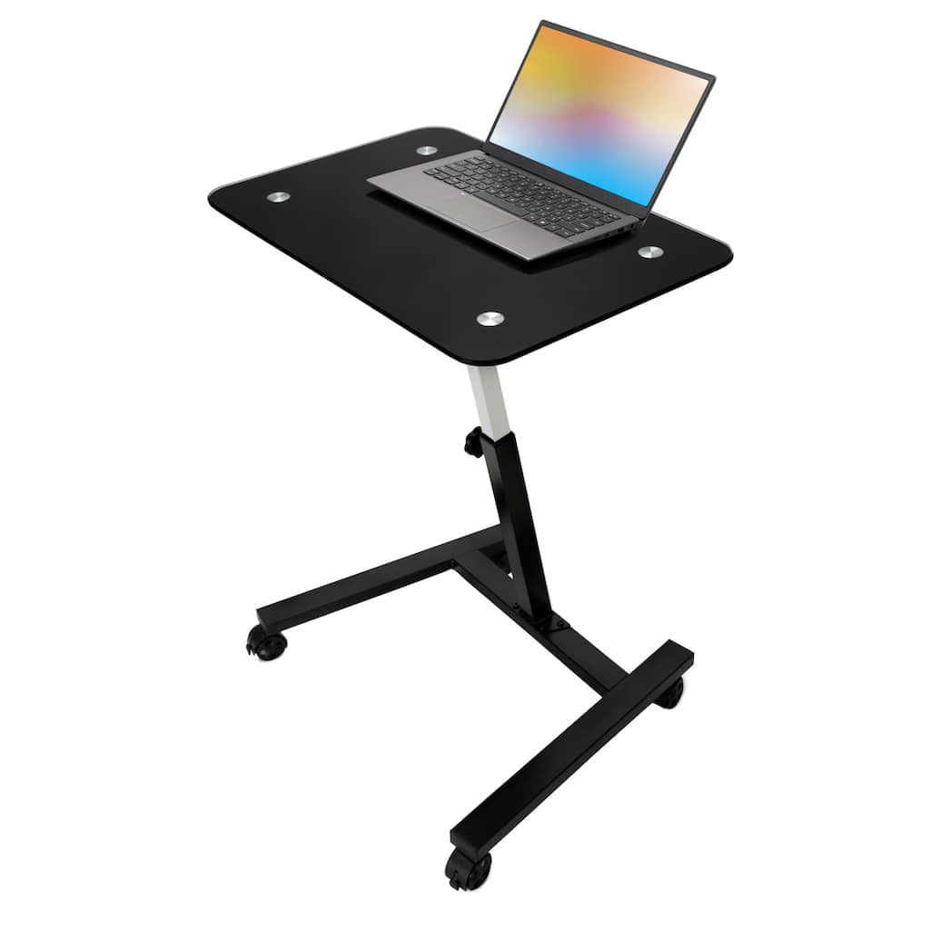 airLIFT 23.6" Tempered Glass Height Adjustable Mobile Laptop Desk Cart