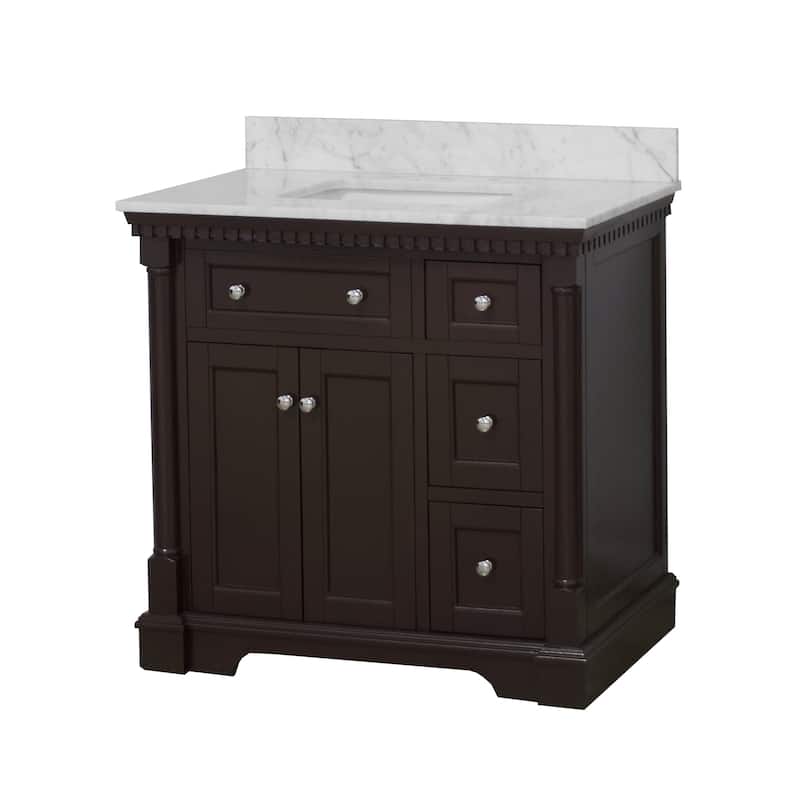 KitchenBathCollection Sydney 36" Bathroom Vanity with Carrara Marble Top