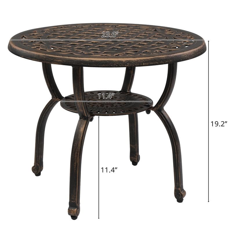 Cast Aluminum Outdoor Side Table Anti-Rust Outdoor Round End Table