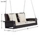 preview thumbnail 19 of 47, 2-Person Wicker Hanging Porch Swing with Chains, Cushion and Pillow