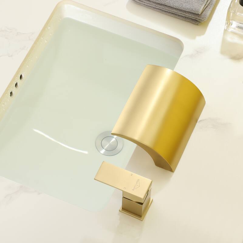 CASAINC Single Handle Deck Mount Bathroom Faucet in Brushed Gold
