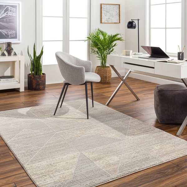slide 2 of 9, Livabliss Alder Machine Washable Geometric Area Rug 1' 11" x 3' 9" - Taupe/Tan - Rectangle