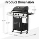 preview thumbnail 8 of 7, 3-Burner Propane Grill with Side Burner, Locking Wheels, 395 Sq. In. Cooking Area, 36,000 BTU