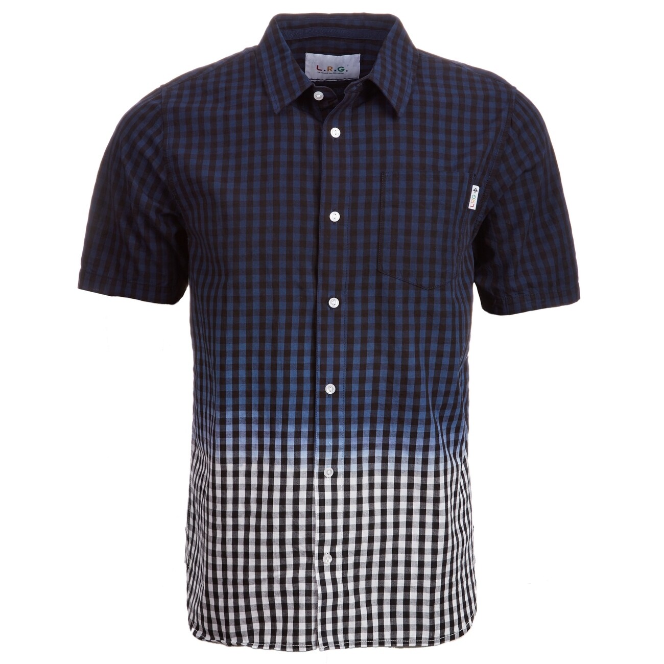 Shop Lrg Mens Shirt Blue Size Small S Button Down Dip Dyed Check
