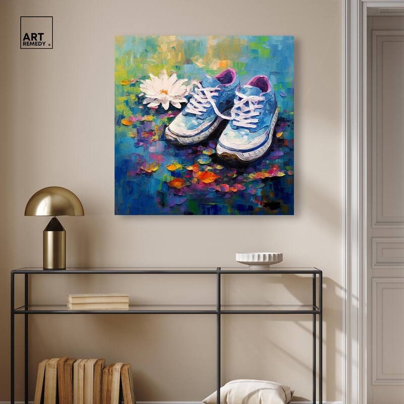 Lily Pad Sneakers Canvas by Art Remedy, Gallery Wrapped