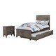 preview thumbnail 12 of 12, Furniture of America Lanister 2-Piece Wood Wire-Brushed Warm Grey Kids Panel Bed and Nightstand Set with Trundle