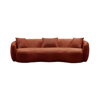 Orange Modern Curved Boucle Upholstered Couch - 41.30 x 93.60 x 26.90