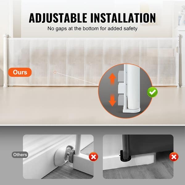 dimension image slide 0 of 9, Mesh Foldable Wide Retractable Baby Gate Suitable for Playrooms Kitchens Or Hallways