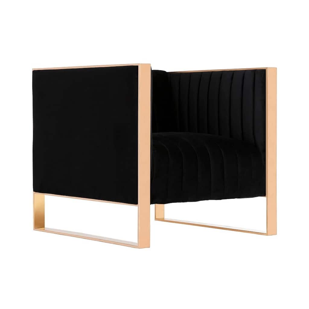 Manhattan Comfort Trillium Rose Gold Velvet Accent Chair