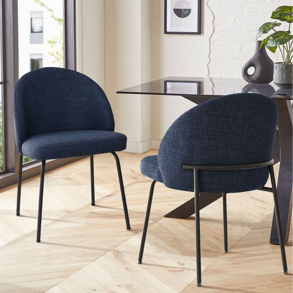 Modern Fabric Dining Chairs with Curved Back(Set of 2)