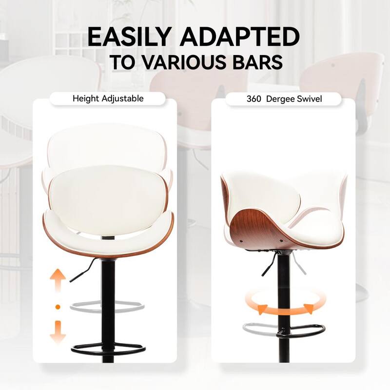 Set of 2 Adjustable Height Swivel Bar Chair