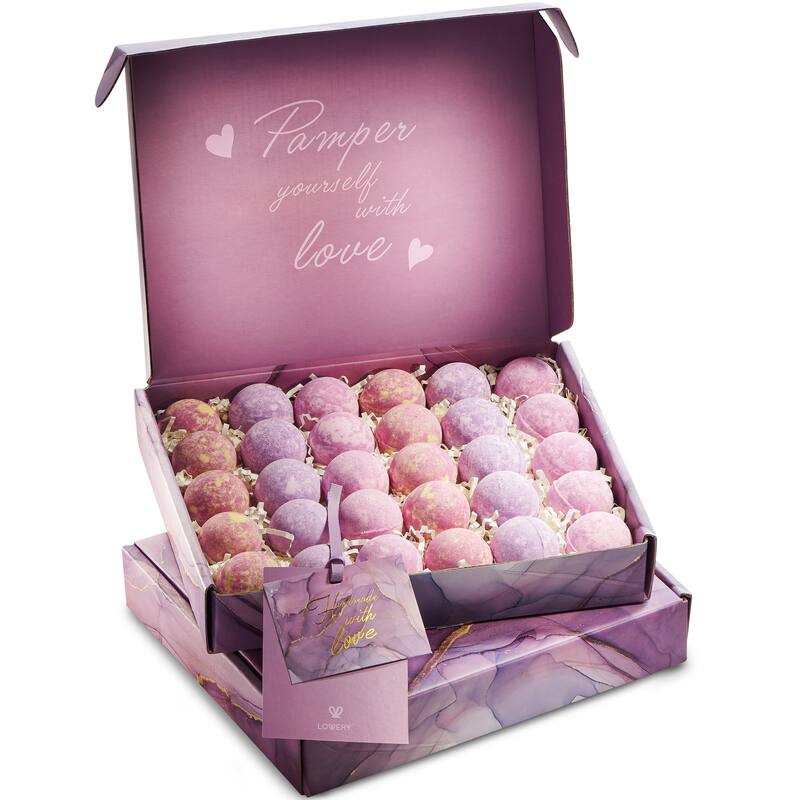 Lovery Bath Bombs Gift Set, 30pc Relaxing Spa Body Care Balls in Assorted Fragrances - Multi-Scented - 30 pc