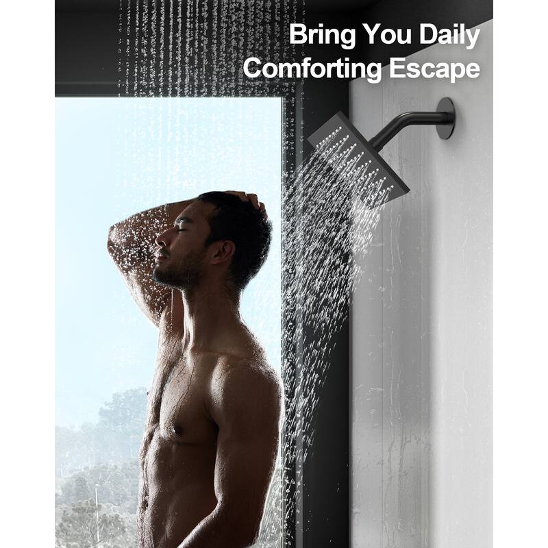 GRANDJOY 12" Ceiling-Mount Shower System Rainfall Shower Head with Anti-Scald Valve