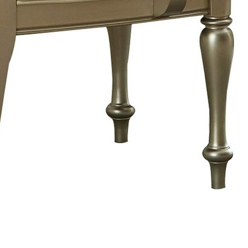 Wooden Arm Chair with Crystal Tufted Leatherette Backrest, Gold