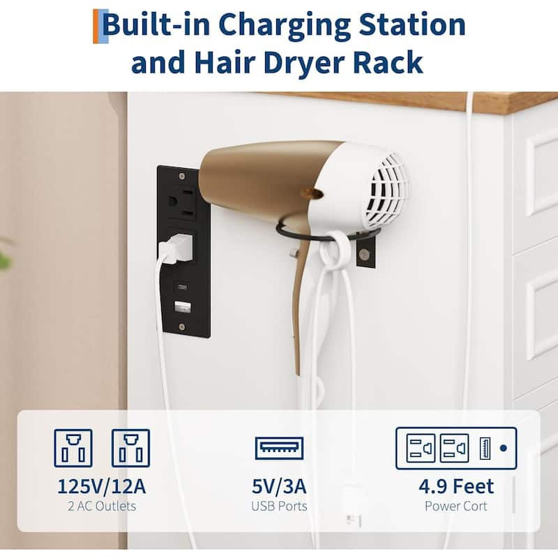 5 Drawers Vanity Desk, Makeup Vanity Table with LED Lighted Mirror