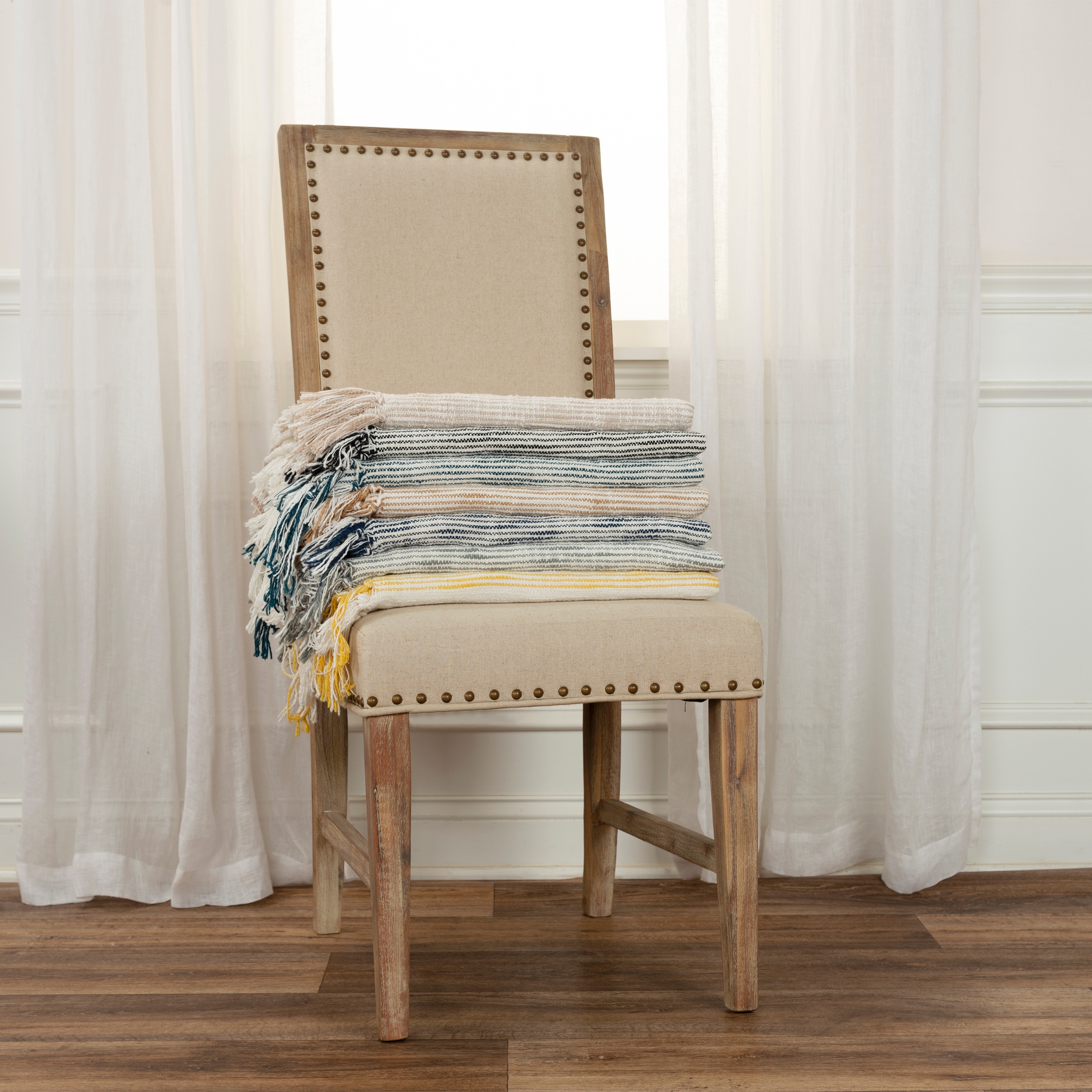 Rizzy Home Boho Stripe Woven Textured Cotton Throw