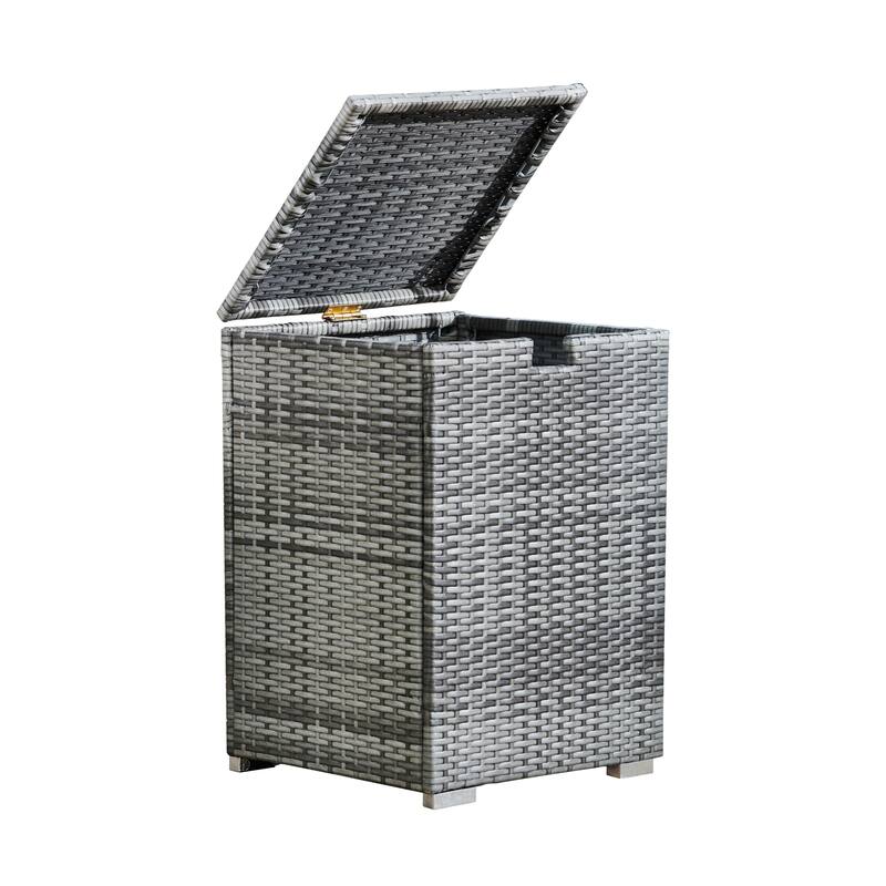 Teamson Home 23.5" Outdoor PE Rattan & Wicker Propane Tank for 20-lb. tanks Cover Table, Gray