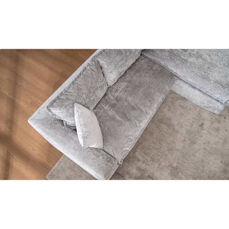 103" L-Shaped Cloud Sectional Sofa with Chaise, Upholstered Boneless Couches for Living Room, Modern Modular Chenille Sofa