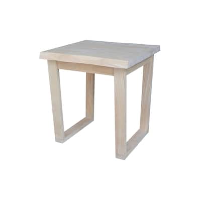 Live Edge Solid Wood End Table, Unfinished
