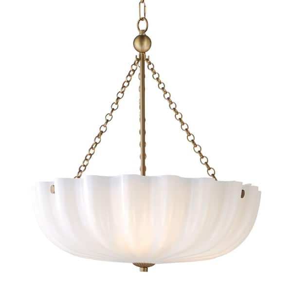 slide 2 of 4, Maxim 22653 Bundt 3 Light 18" Wide Semi-Flush Bowl Ceiling Fixture / White / Natural Aged Brass