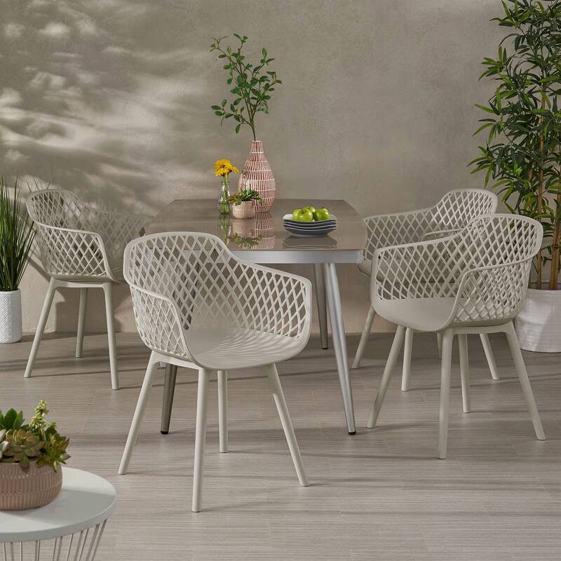 Christopher Knight Home Poppy Outdoor Modern Dining Chair (Set of 2)