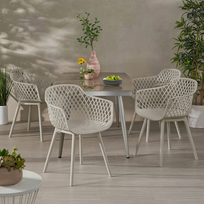 Poppy Outdoor Modern Dining Chair (Set of 4) by Christopher Knight Home - Camel