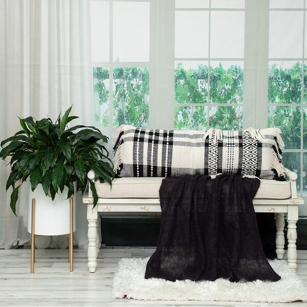 Black and white deals long lumbar pillow