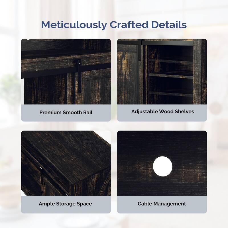 Farmhouse 59.5'' TV Stand For Tvs Up To 70'' With Electric Fireplace and Adjustable Shelves