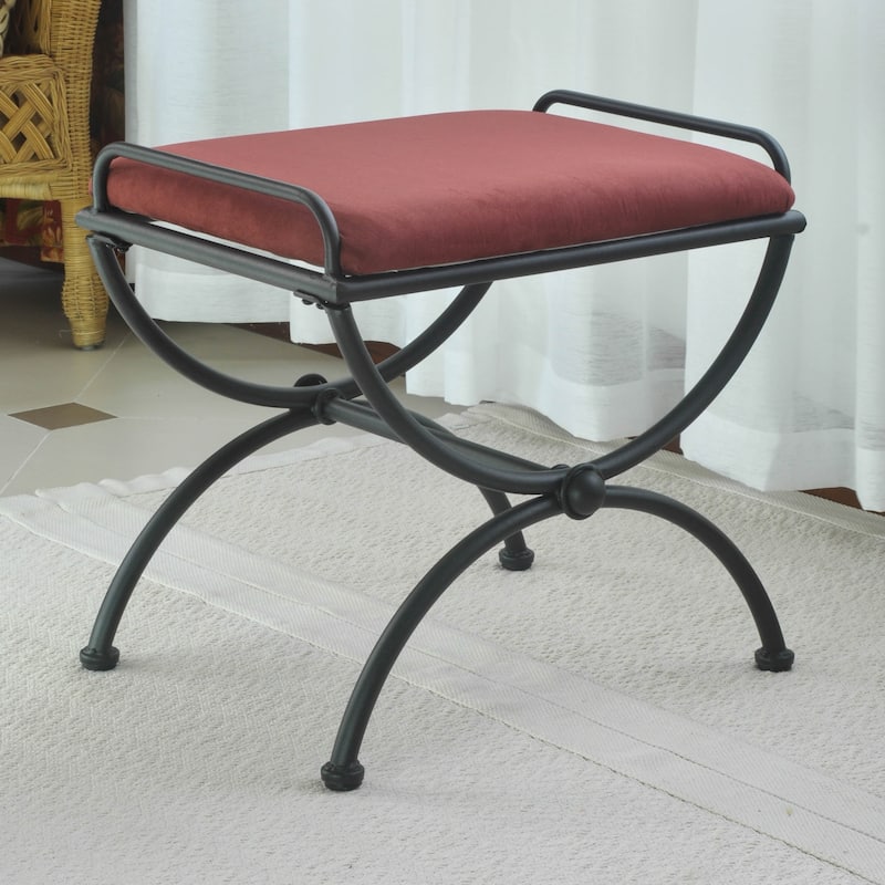 Cambridge Iron Vanity Stool with Cushion - Red Wine
