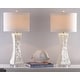 preview thumbnail 1 of 12, SAFAVIEH Lighting 30.5-inch White Shelley Concave Table Lamp (Set of 2).