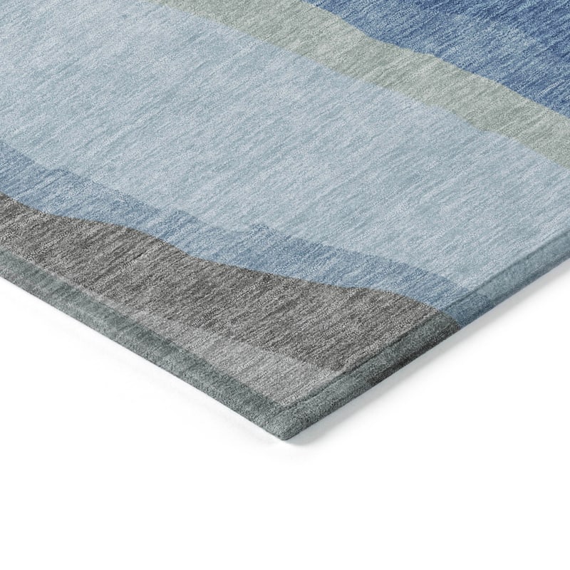 Machine Washable Indoor/ Outdoor Abstract Contemporary Chantille Rug