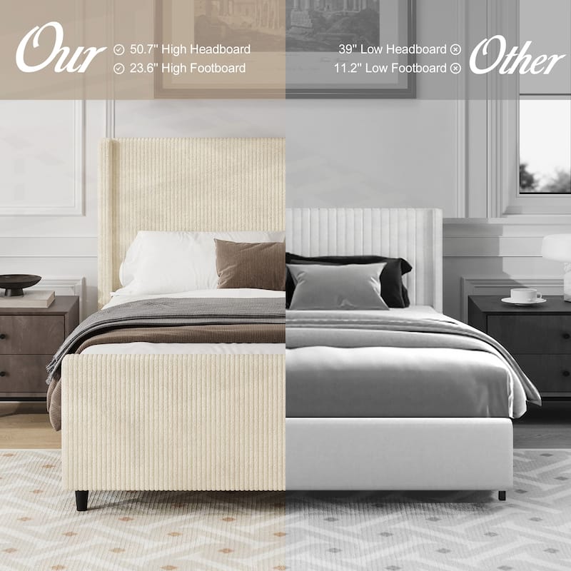 Sturdy and Comfortable Upholstered Bed Frame with Stylish Design for Relaxing Sleep