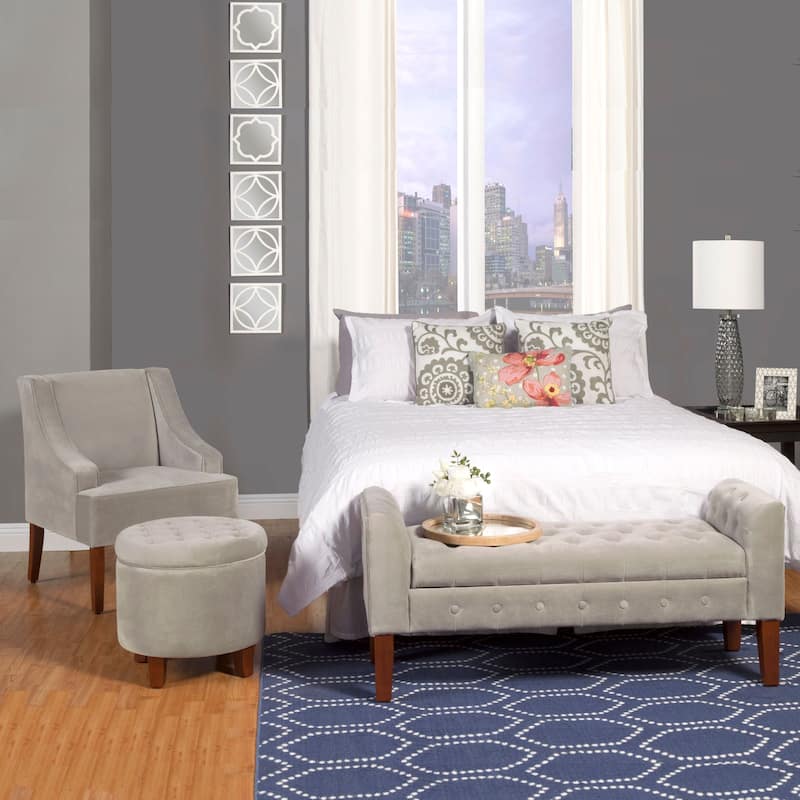 Porch & Den Lyric Dove Grey Velvet Swoop Arm Accent Chair