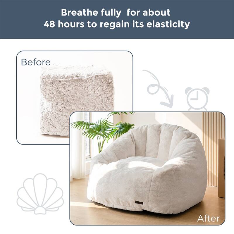 Giant Bean Bag Chair,Shell-Shaped Oversized Bean Bag Chair with Fille