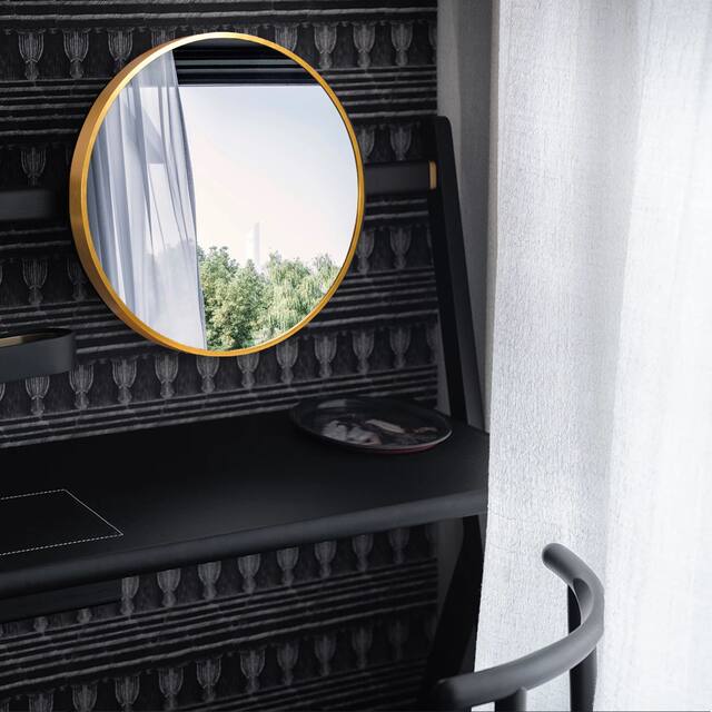 Neutypechic Modern Thin Frame Wall-Mounted Vanity Round Mirror